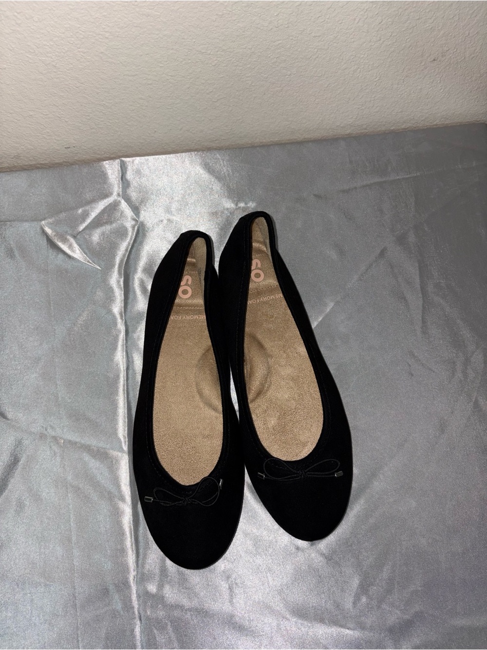 SO Black Women's Ballet Flats with Bow Accent